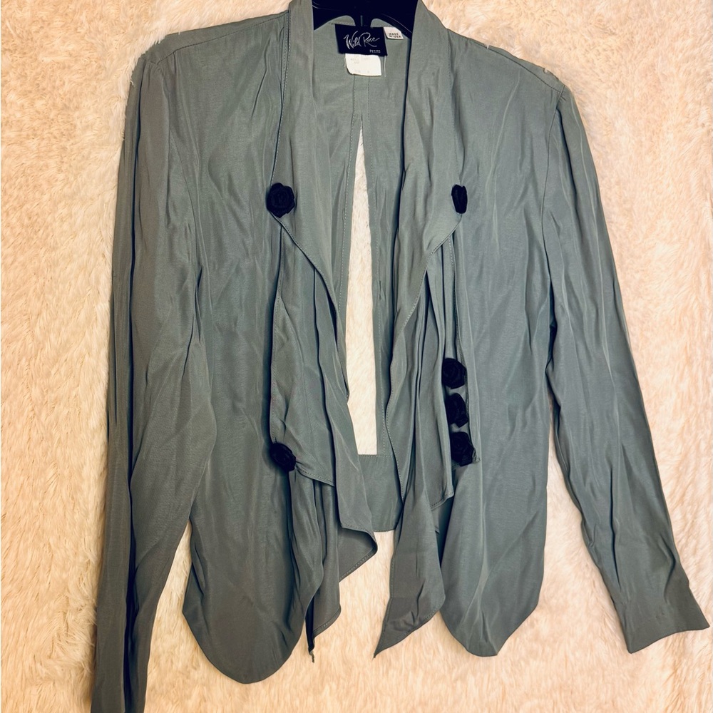 Vintage Wild Rose Asymmetrical Rose Button Blazer Size 8 - Picture 3 of 4